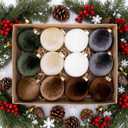 Velvet Christmas Ornaments Set,12 Pcs Christmas Decor Bolas Grandes De Navidad para Arbol Velvet Christmas Balls - Earth Toned, 80mm 3.15 inch