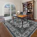 Area Rug for Living Room, 5x7Ft Machine Washable Grey Rugs for Bedroom, Non-Slip Vintage Carpet for Office Dining Room Nursery Farmhouse