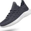 Feethit Womens Slip On Walking Shoes Non Slip Running Shoes Breathable Workout Shoes Lightweight Gym Sneakers (8, Dark Grey)
