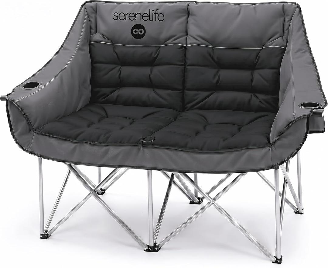 Camping Loveseat for Couples, Friends & Families, Double Camping Chair, Foldable Two Person Camping Chair for Campfire Nights, Tailgating Fun, Beach Escapes, RV Road Trips & Cozy Backyard Comfort, 56.7" x 23.2" x 36.6" inches