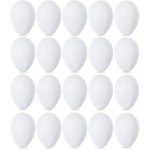 Double Couple 20 PCS White Plastic Eggs for Hunts, Basket Fillers, Gift, Compatible with Egg Decoration Spinner Machine, Life-Size