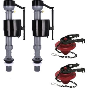 Toilet Tank Replacement Kit 2-Pack - Complete Parts: Universal Toilet Fill Valve and 2" Toilet Flapper Repair Kit - Toilet Flush Repair Kit - Efficient Flush System - 7.8Lx5.9Wx5.5H in