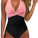 SUUKSESS Women Sexy Tummy Control One Piece Swimsuits Halter Push Up Bathing Suits M