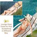 Fumete 2 Pack Summer Lounge Chair Cover 30 x 85 Inch Pool Chaise Lounge Towel Microfiber Spa Beach Chair Towel Portable Striped Outdoor Patio Furniture Cover for Sunbathing Picnic(Beige and Camel)