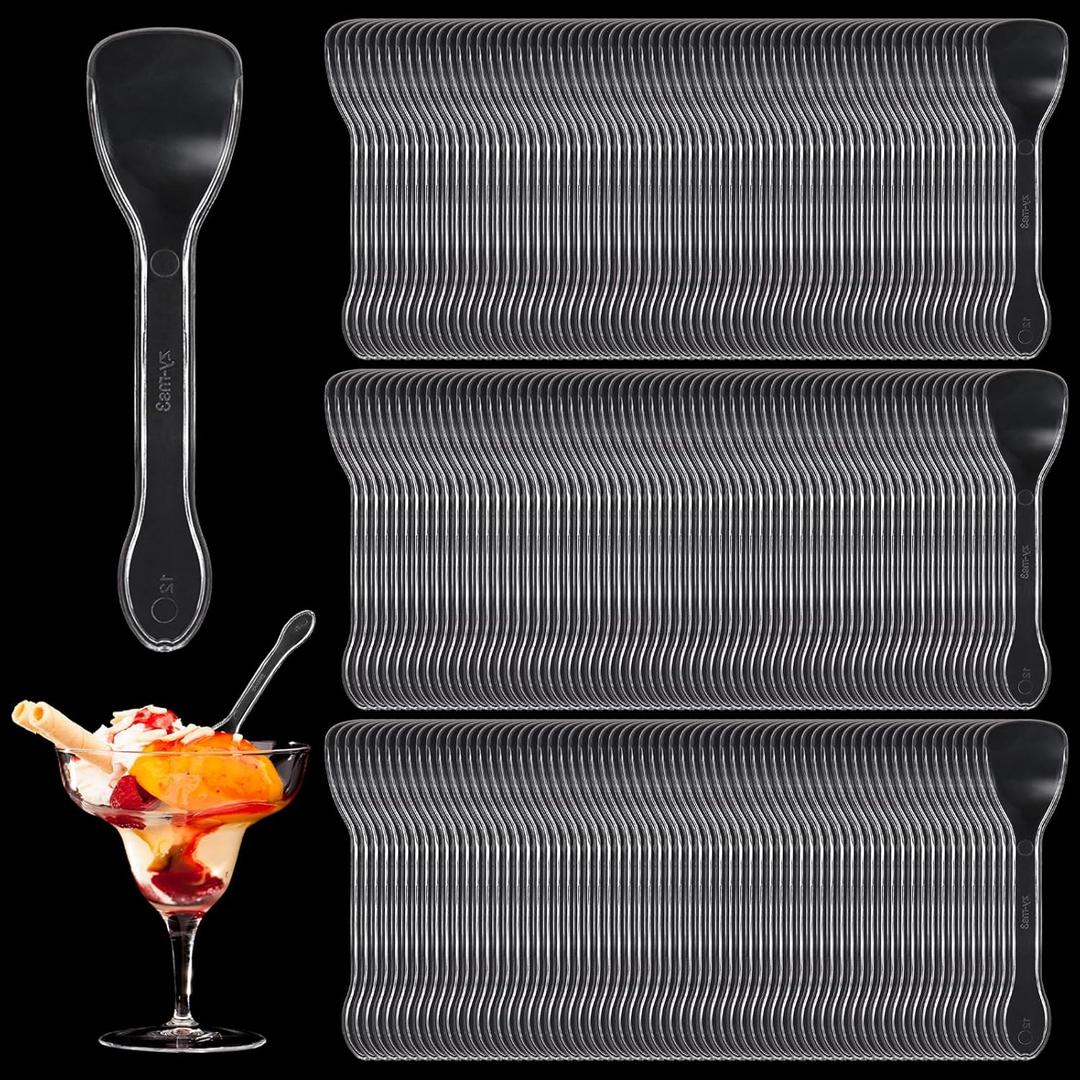 1000 Pieces Mini Spoons for Dessert, 4 Inch Clear Plastic Tasting Spoons Bulk Disposable, Small Ice Cream Spoon, Tiny Sample Spoon for Cake, Yogurt, Pudding, Jelly, Appetizer, Party