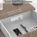 Furniture Drawer Outlet, Recessed Power Strip with (3) PD 20W USB Ports Fast Charging & (3) 15 Amp AC Outlets, (14 AWG) 5 FT White Spring Cord