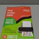 JOYEZA Premium Printable Vinyl Sticker Paper for Inkjet Printer - 25 Sheets Matte White Waterproof, Dries Quickly Vivid Colors, Holds Ink well- Tear Resistant - Inkjet & Laser Printer (pack of 25)
