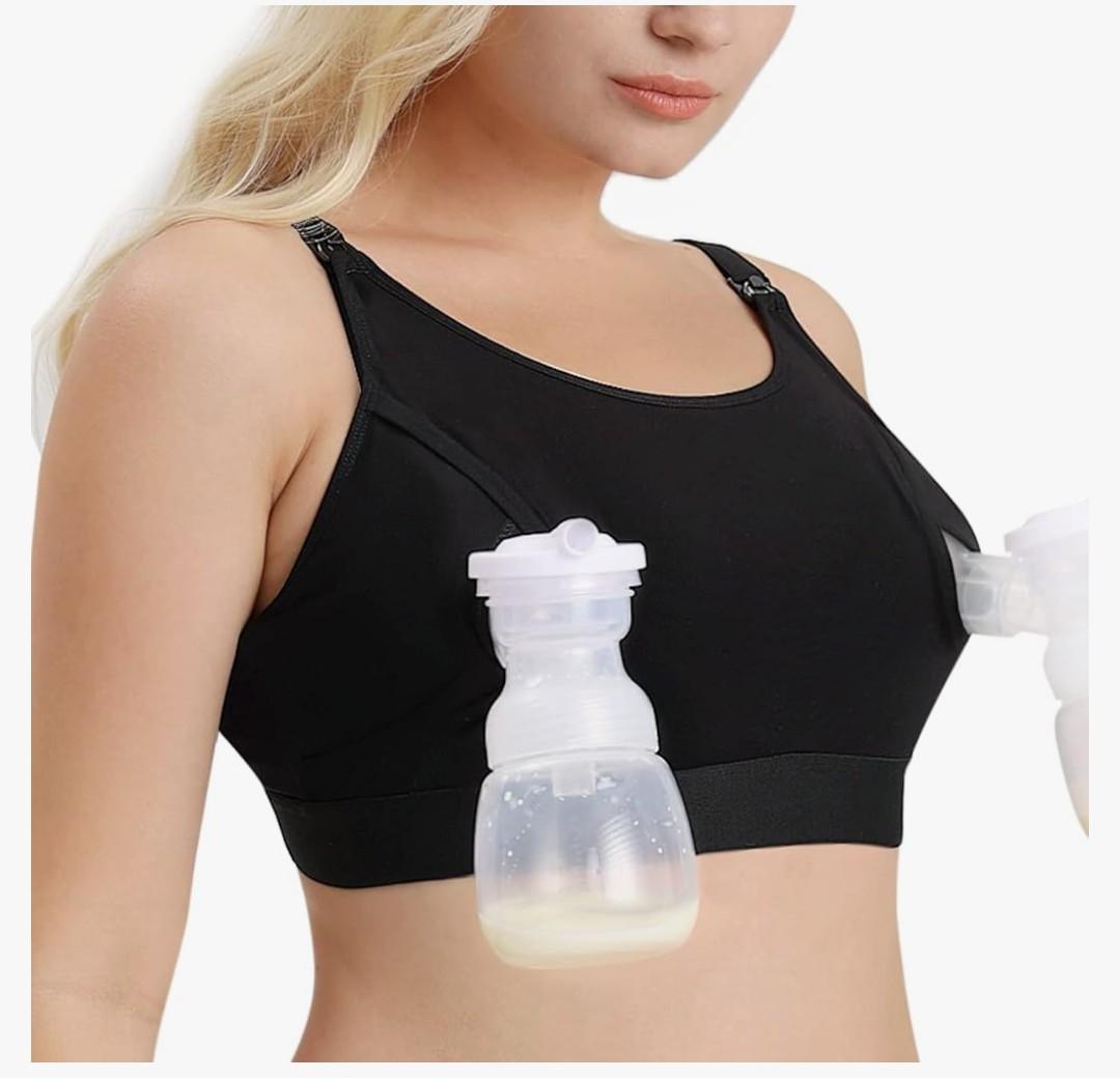 Momcozy Hands Free Pumping Bra, Adjustable Breast-Pumps Holding and Nursing Bra, Pumping & Nursing Bra in One, Size M