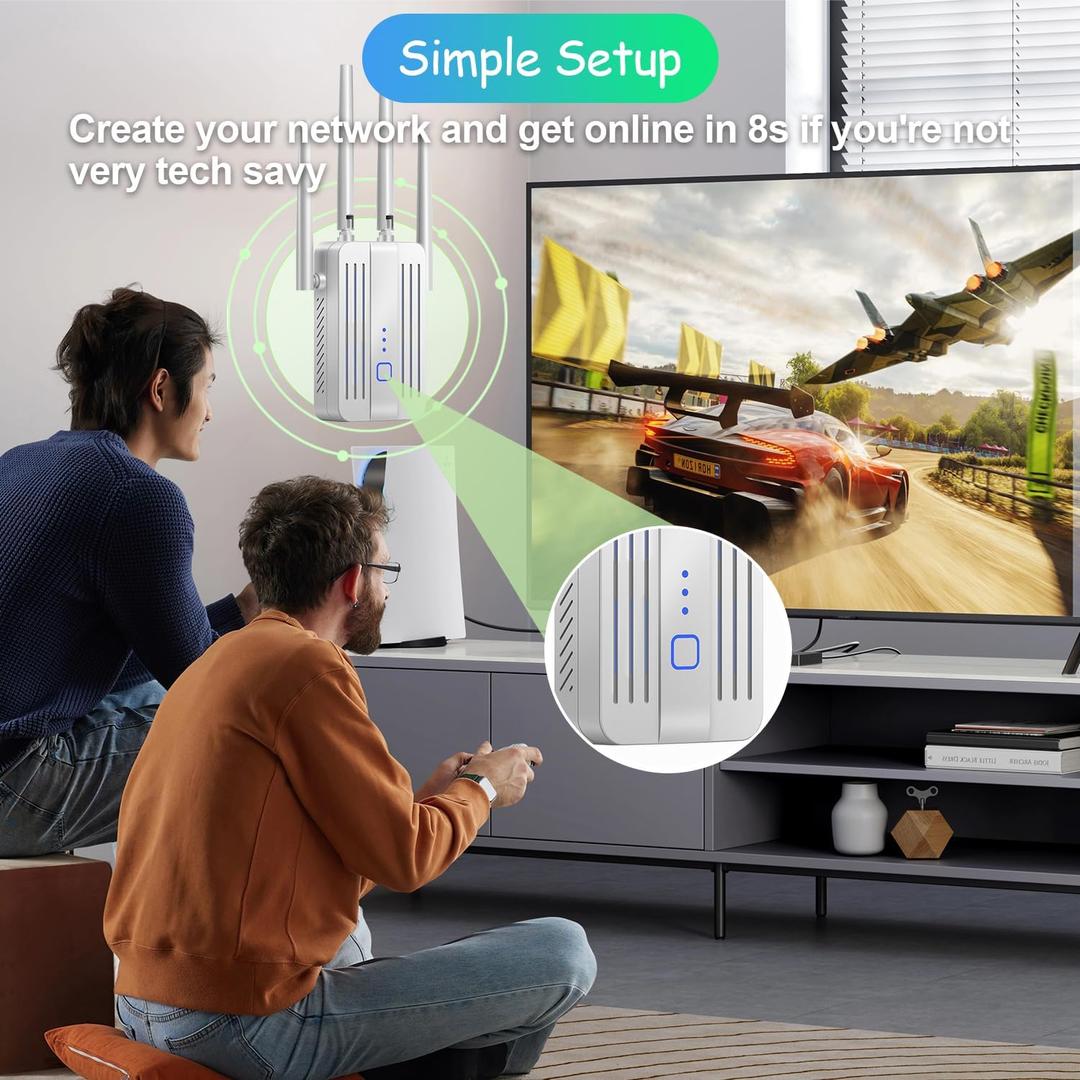 WiFi Extender Signal Booster for Home: Internet Repeater Long Range Covers Up to 45+ Devices