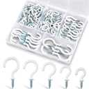 110Pcs Premium Screw Hooks, 5 Sizes White Vinyl Coated Cup Hook, from1/2 in Small Hooks to 1-1/2 in Ceiling Hooks Heavy Duty, Screw in Hooks for Hanging Plants, String Lights