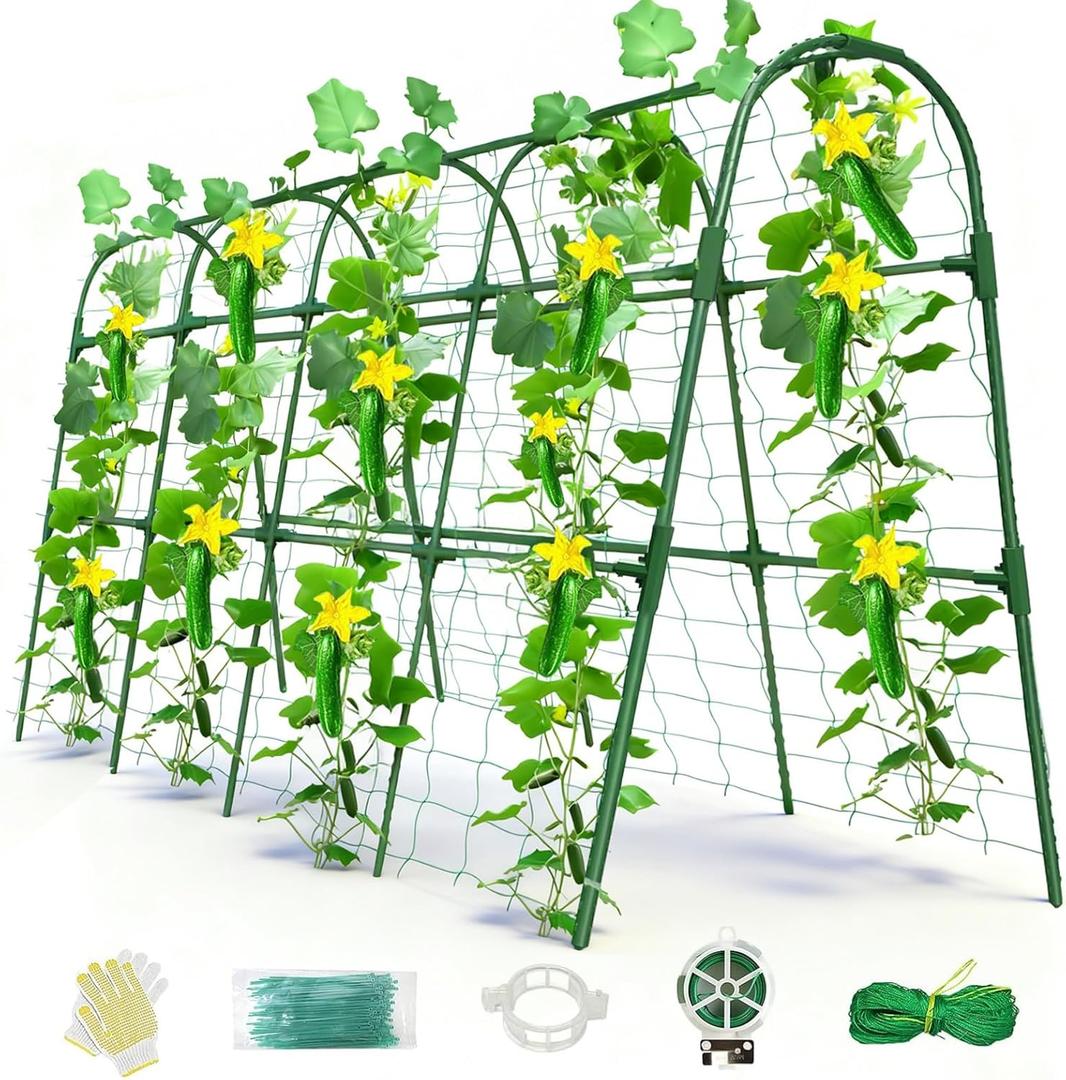 Cucumber Trellis for Raised Bed, U-Shape Garden Arch Metal Support for Climbing Plants, Metal Arch Plant Support Vegetables Trellis, Plant Support for Vine(Green, 63 * 30 * 47inch (L*W*H)