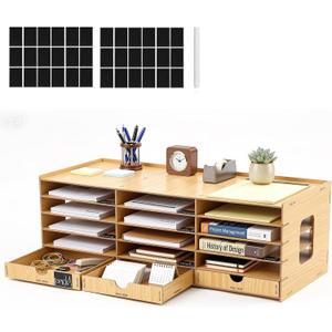 Colingmill Classroom Mailboxes Wooden Teacher Student Mailboxes for Classroom Literature Paper Organizer Compartments with Drawers, Sturdy Ease Setup for Home Office School(15 Slots)