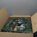 24 Inch Artificial Snow Flocked Christmas Wreath for Front Door With Tree, House and Village Decorations