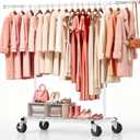 Heavy Duty Clothes Rack, Rolling Clothing Rack Load 420 LBS, White