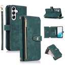 UEEBAI Wallet Case for Samsung Galaxy A36 5G, 9 Card Holder Slots Zipper Pocket Handbag Wallet Magnetic Closure Kickstand with Wrist Strap TPU Shockproof Flip Case for Women - Retro Green