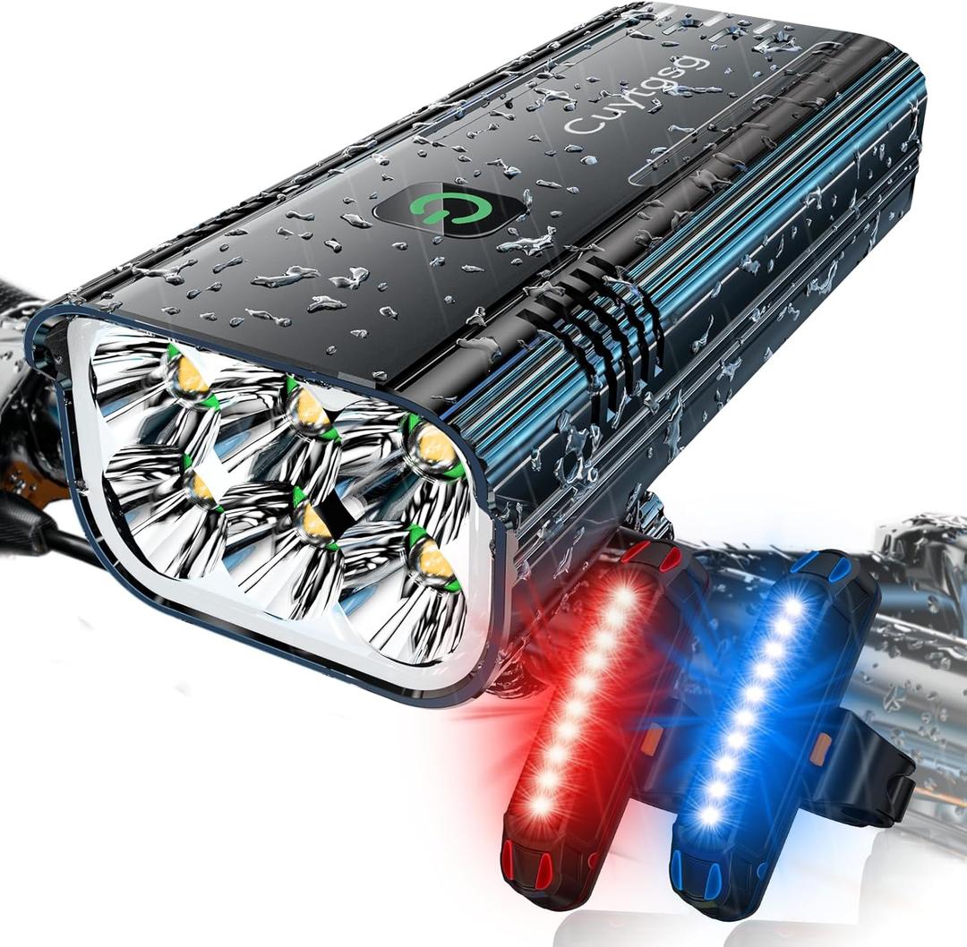 2026 New 5800 Lumen Bike Light,6 LED High Brightness Bicycle Light,Rechargeable 10 Mode Headlight Taillight, 360Rotatable Brackt,Aluminum Waterproof Light,Runtime 48+ hrs,Shockproof for Road,Mountain