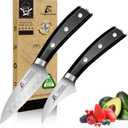Paring Knife Set, 2PCS Small Kitchen Knives for Fruit, 3.8 Inch Fruit Knives and 2.75 Inch Bird Beak Peeling Knife, Premium Germany Stainless Steel Ergonomic Handle, Elegant Black Ideal for Gift