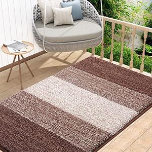 Kitinjoy Indoor Outdoor Door Mat, 48x32 Non-Slip Absorbent Dirt Trapper, Low-Profile Washable Inside Entrance Front Floor Mat, Sturdy Soft Entry Doormats for Entryway, Brown