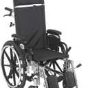 Drive Medical Viper Plus Light Weight Reclining Wheelchair with Elevating Leg Rests and Flip Back Detachable Arms, 14'' Seat