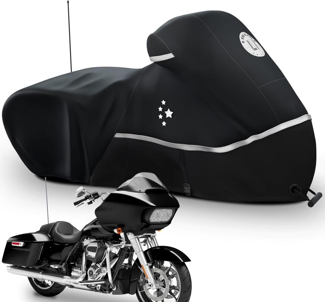Motorcycle Cover Storage for Touring Models Harley Davidson Road King,Road Glide,Street Glide, Electra Glide,Heritage Classic,Low Rider-ST,and Most Motorcycles Black (Side Box)