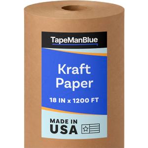 Kraft Paper Roll, 18" x 14400" (1200') Made in USA, 30 lb. Roll of Brown Paper for Banner, Poster, Crafts, Bulletin Board Backing, Kraft Table Cloth, Brown Construction for Shipping and Gift Wrapping
