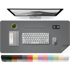 Leather Desk Pad Protector, Desk Mat, Large Mouse Pad, Non-Slip Desk Blotter, Office Laptop Desk Pad, PU Leather Desk Writing Pad for Office and Home (Dark Gray, 31.5" x 15.7")