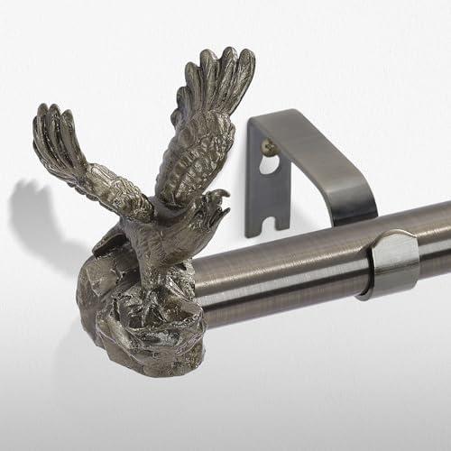 TANGWIN Bronze Decorative Curtain Rods for Windows:18-45" Adjustable Farmhouse Curtain Rod for Bedroom Living Room,Heavy Duty Rustic Drapery Rods with Vintage Eagle Finials Easy Install,Antique Bronze