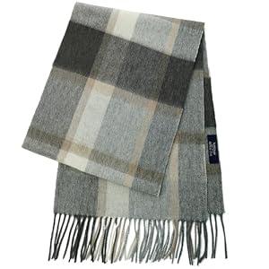 SoftSixant Wool Plaid Scarf for Men and Women,Unisex Warm Winter Lightweight Wrap Shawl, Womens Mens Scarves Wool Blended Gray and Beige (TX011)