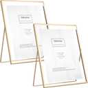 YiPinYin Gold 10x12'' Floating Frame Set of 2,For Photo Sizes 5x7'', 7x9'', 810'', 8.5x11'', Metal Frames for Tabletop/Shelf Display,Classy Gift Choice for Wedding,Birthady,Home or Office Decor