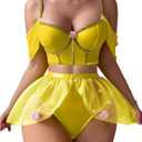 Lingerie Sets for Women Sexy Princess Costumes Cosplay Outfits Halloween Lingerie Roleplay with Bra and Panty (Medium, Yellow)