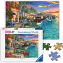 Ravensburger - Grandiose Greece - 1000 Piece Jigsaw Puzzle - Stunning, Exciting Coastal Sunrise Over Town - Bold Colors - Enticing Scene - Ideal Gift - Frameable Art - Puzzles for Adults