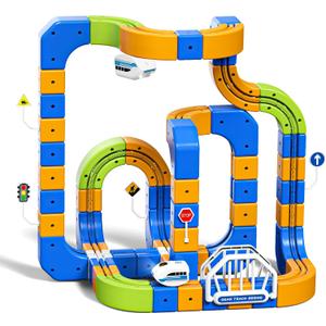 Fortand Electric Train Set for Kids 4 5 6 7 8, 225PCS(80 Tracks +2Trains) 3D Infinity Flexible Anti-Gravity Cube Trains Track STEM DIY Railroad Building Toy, Birthday Gifts for Boys & Girls Ages 3-8