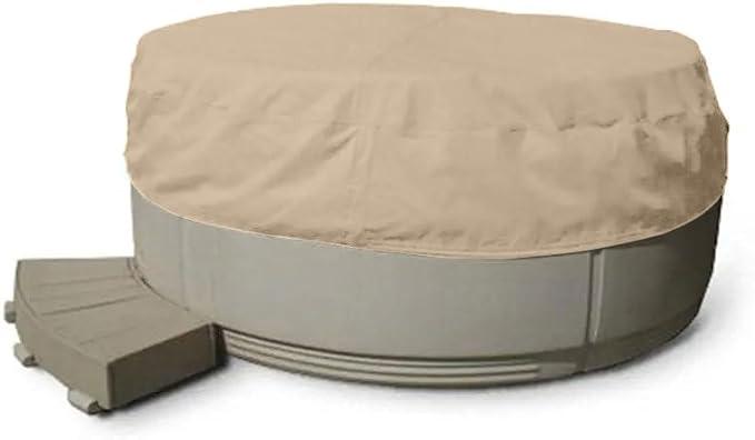 Covermates Classic Round Hot Tub Cover - All-Weather Water-Resistant Spa Protector - Durable 12-Gauge Vinyl Heavy-Duty Outdoor Shield with Elastic Hem, 80DIAMETER x 14H, Classic Tan