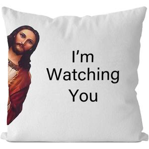 IWXYI Funny Couch Pillow Covers - I Saw That Themed Pillow Covers 18x18, Jesus I Saw That Funny Pillows, Funny Gifts for Women Friends, I'm Watching You