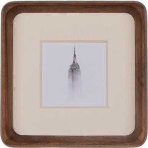 4x4 Picture Frame with 2x2 Mat - Rustic Walnut Wood Square Frame, Wall & Tabletop Display for Baby & Pet Photos (4x4,Walnut)