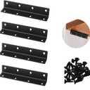 5-1/2" L Brackets Long Corner Braces 4 Pack | 90 Degree Angle Bracket for Shelves/ Wood Furniture/ Cabinets/ Bed Frames - Heavy Duty Black Metal Brackets (5.51 x 1.06 Inch) with Screws