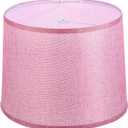 PATIKIL Lamp shades for Table Lamps 11.4" Top x 12.6" Bottom x 9.8" High Drum Lamp shades for Floor Lamps Medium Linen Lampshade Easy Assembly for Lamp Replacement, Pink