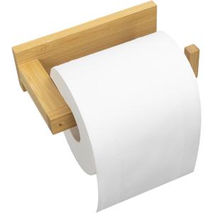 Free Drilling Bamboo Wall-Mounted Toilet Paper Holder Self-Adhesive or Screw Toilet Tissue Roll Holder for Bathroom and Kitchen