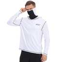 Mens Fishing Shirts,Long Sleeve Rash Guard Hooded Shirt with Mask UPF 50+ Sun Protection Hoodies Hiking Shirts(S) White (S)