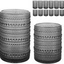 HomeVogue Hobnail Drinking Glasses Set of 12, 12oz & 15oz Vintage Glassware Set Cocktail Glass Set, Embossed Gray Water Tumbler,for Beer, Whiskey,Juice and Various Mixed Drinks