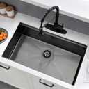 33x19 Undermount Kitchen Sink Black - Stainless Steel Undermount Workstation Sink Single Bowl with 5 Accessories