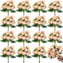 Zeyune 16 Bunches 12 Inch Artificial Mini Rose Bouquet 160 Heads Bridal Flower Bouquets Fake Silk Rose Bulk for Wedding Bridal Shower Christmas Home Office Garden Decoration(Champagne)