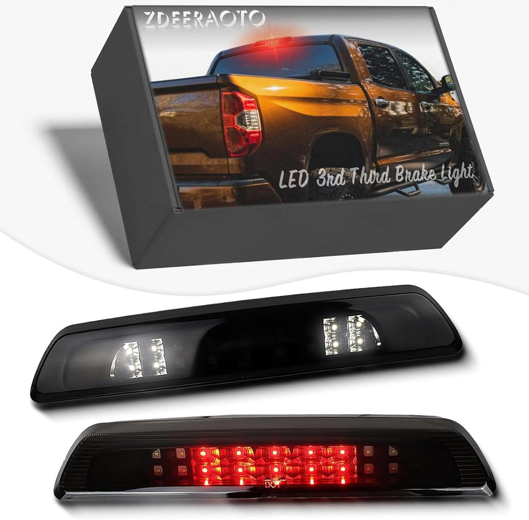 Smoked Lens LED 3rd Third Brake Light Replacement for Toyota Tundra 2007-2020 Pickup Trucks,Roof Cargo Light Center High Mount Stop Lamp Smoked Lens Assembly