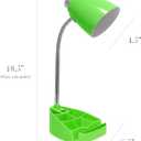 Simple Designs LD1056-GRN-LB 18.5" Gooseneck Organizer Desk Lamp with iPad Tablet Stand Book Holder and USB Port, with LED Bulb, Green (unspecified)