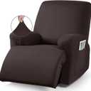 TAOCOCO Recliner Chair Covers Stretch Polyester Fabric 3-Piece for Large Recliners, Soft, Breathable and Skin-Friendly Furniture Protector - Fits Most Recliner Sizes (Coffee)