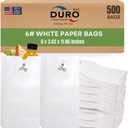 DURO 6# White Paper Lunch Bags, 500 Count, 6 x 3.62 x 11.06 In | Paper Lunch Bags Bulk, Large Disposable Sacks for Sandwiches, Bagels, Deli, Bakery, Grocery, Takeout & Delivery