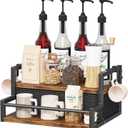 Coffee Syrup Organizer Rack, 2-Tier Coffee Bar Accessories, Bottle Holder Stand with K Cup Storage Drawer for Coffee bar, Wine Rack, Storage Shelves for Syrup. (Rustic Brown)