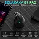 SOLAKAKA E9 PRO Vertical MMO Gaming Mouse with 8K Dongle- 36000 DPI PAW3395 Sensor,8,000Hz Polling Rate,Tri-Mode Ergonomic Wireless Mouse with 10 Side Buttons,RGB Mouse for PC/Mac - Black
