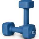 Tone Fitness Neoprene Dumbbell Weight Pairs with Anti-Roll Square Head | Multiple Options (20 lb - Pair, Blue)