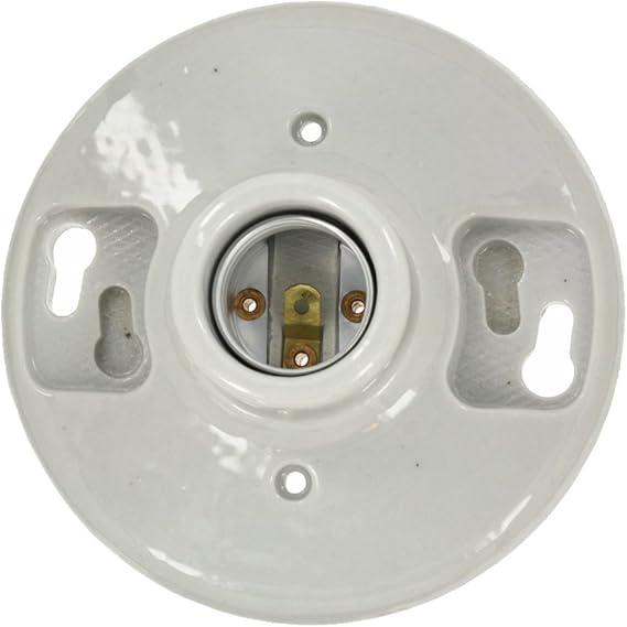 4 Pack Medium Base E26 Lamp Holder Socket Keyless Top Porcelain Light Bulb Socket for Installation on 3.25 and 4 Junction Boxes Ceiling Light Fixture White Lampholder 660w 250v